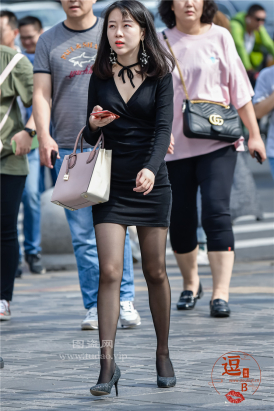 编码0377黑色紧身包臀裙短黑丝美腿高跟