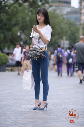 编码2726蓝色紧牛美腿高跟